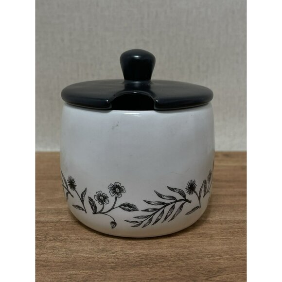 Rae Dunn Artisan Collection Jelly Pot Jar Ivory w Black - Picture 7 of 9